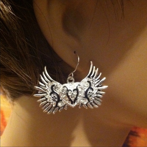 Silver Wing Earrings - Picture 2 of 3